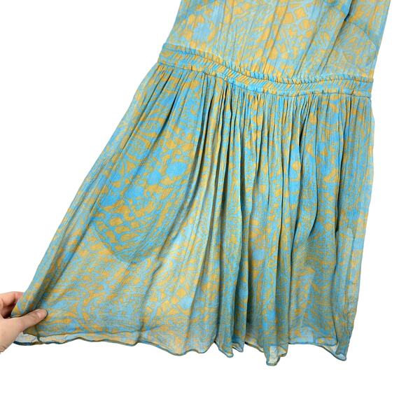 Anthropologie Plenty by Tracy Reece blue and green silk dress P - Picture 2 of 7